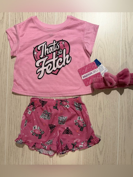 Mean Girls Other - Mean Girls Pajama Set Girls XS 4/5 Pink That’s So Fetch Shorts Headband NWT